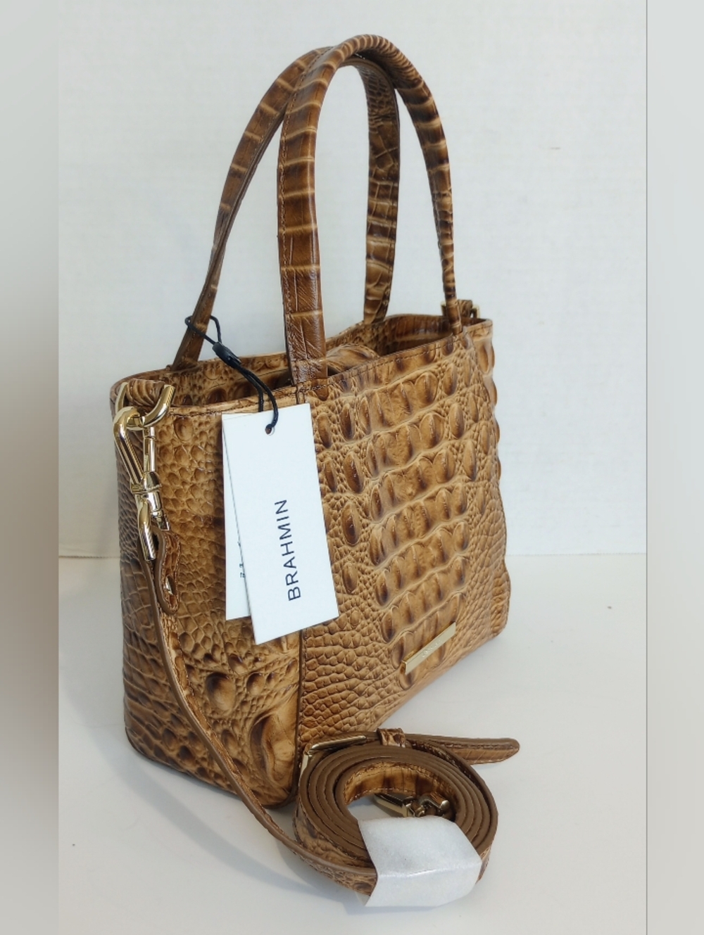 SOLD NWT Brahmin Small Mona Croc Embossed Leather Crossbody Satchel Purse - Picture 7 of 14